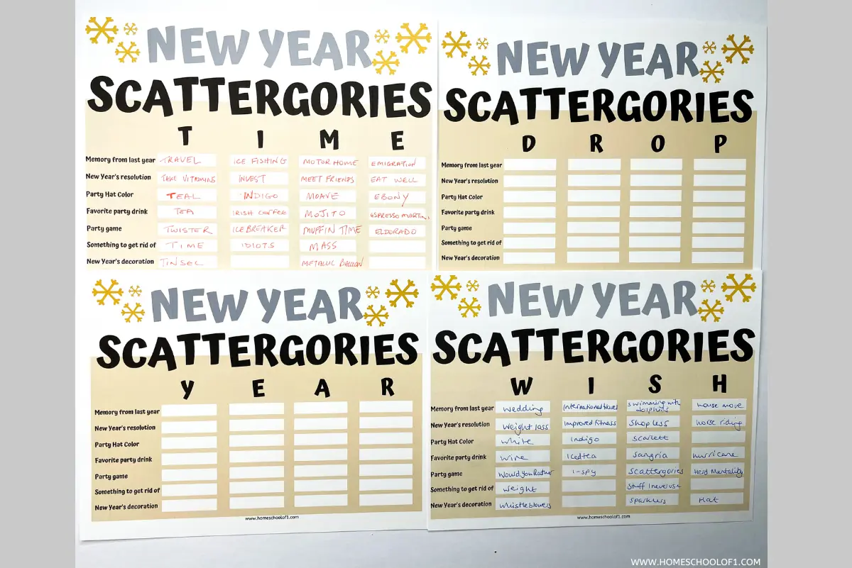 new years eve scattergories