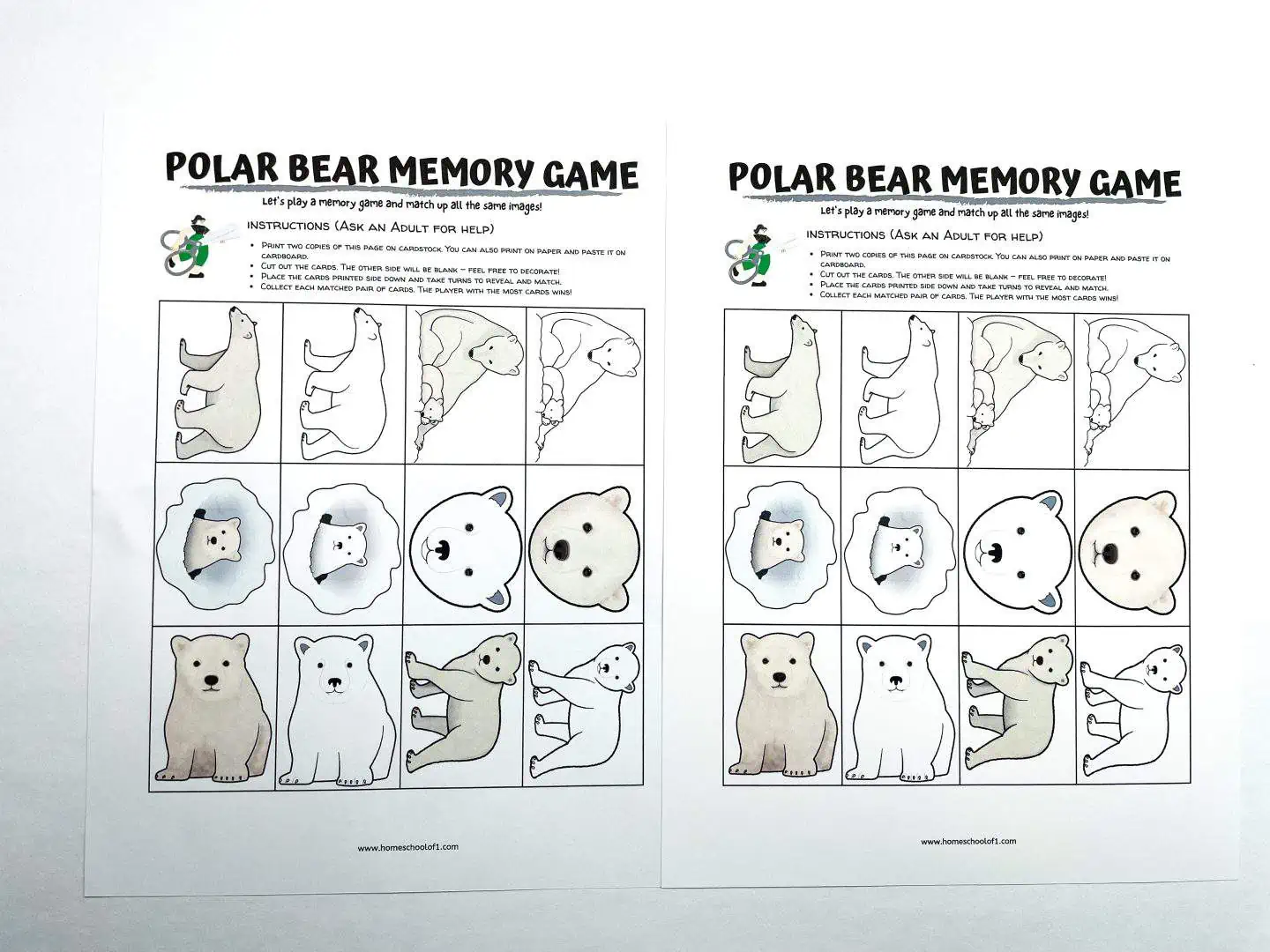 polar bear matching game