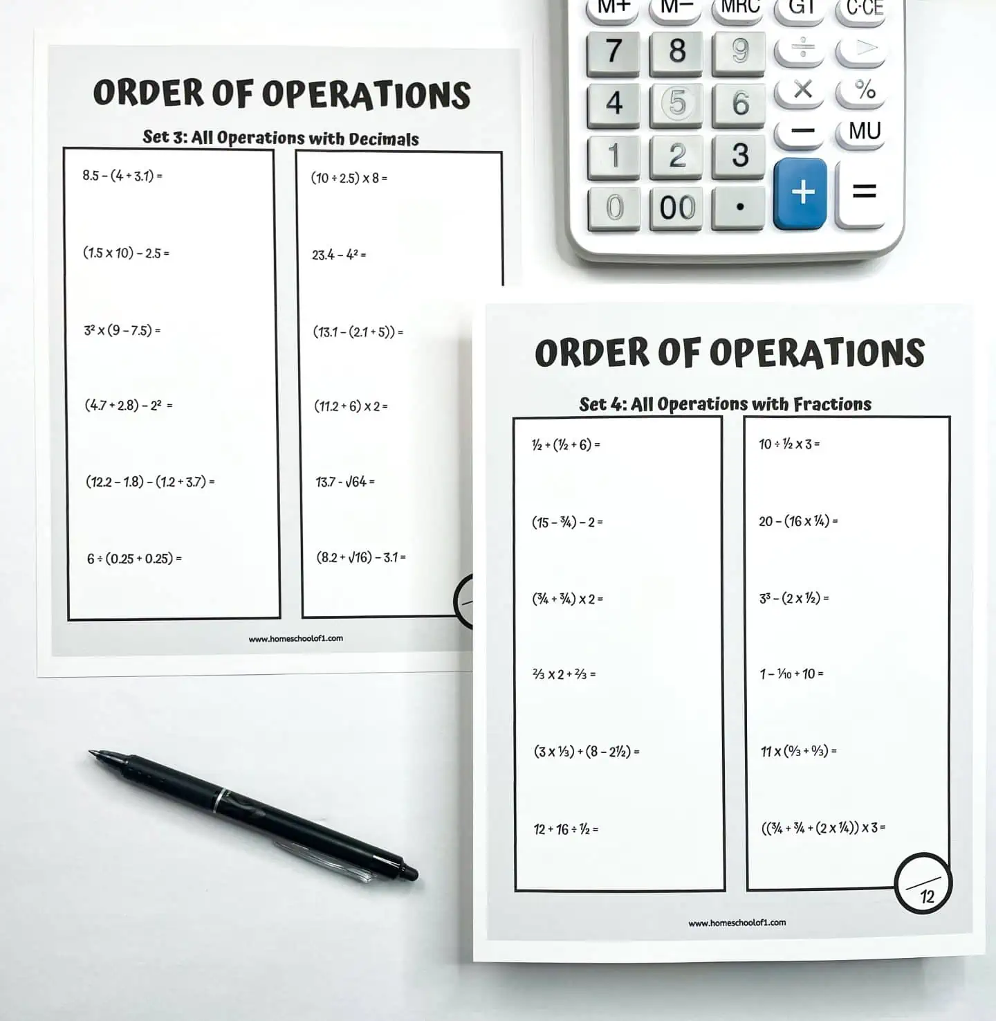 printable order of operations worksheets