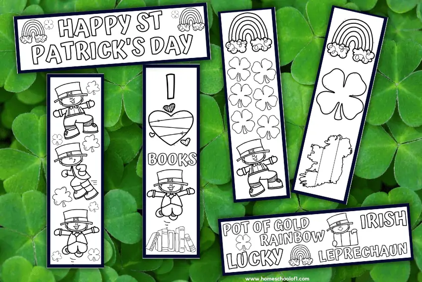 6 Free St Patrick's Day Bookmarks to Color - Homeschool of 1