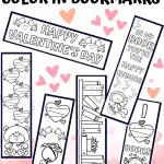 valentines bookmarks to color