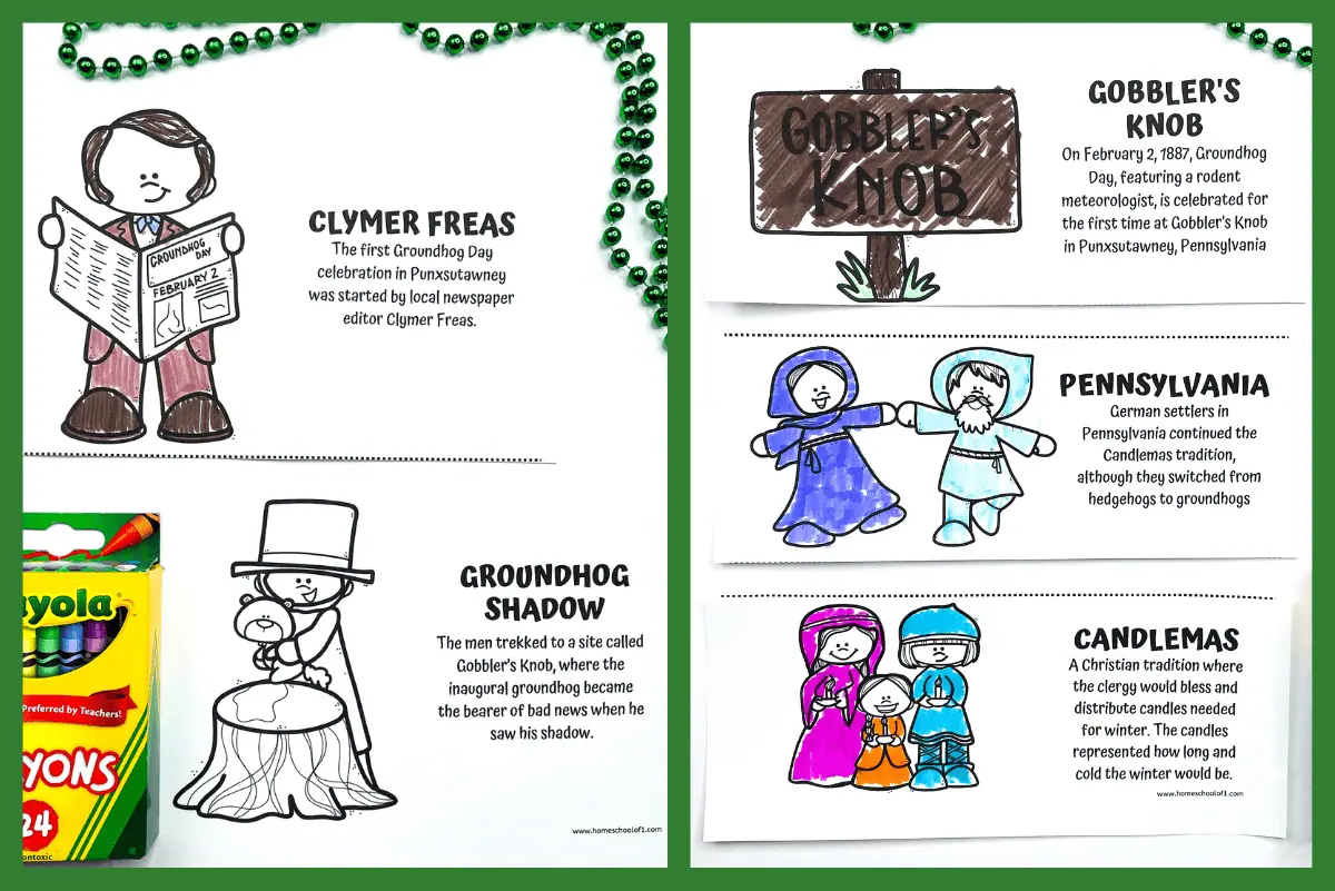 free Groundhog Day coloring worksheets