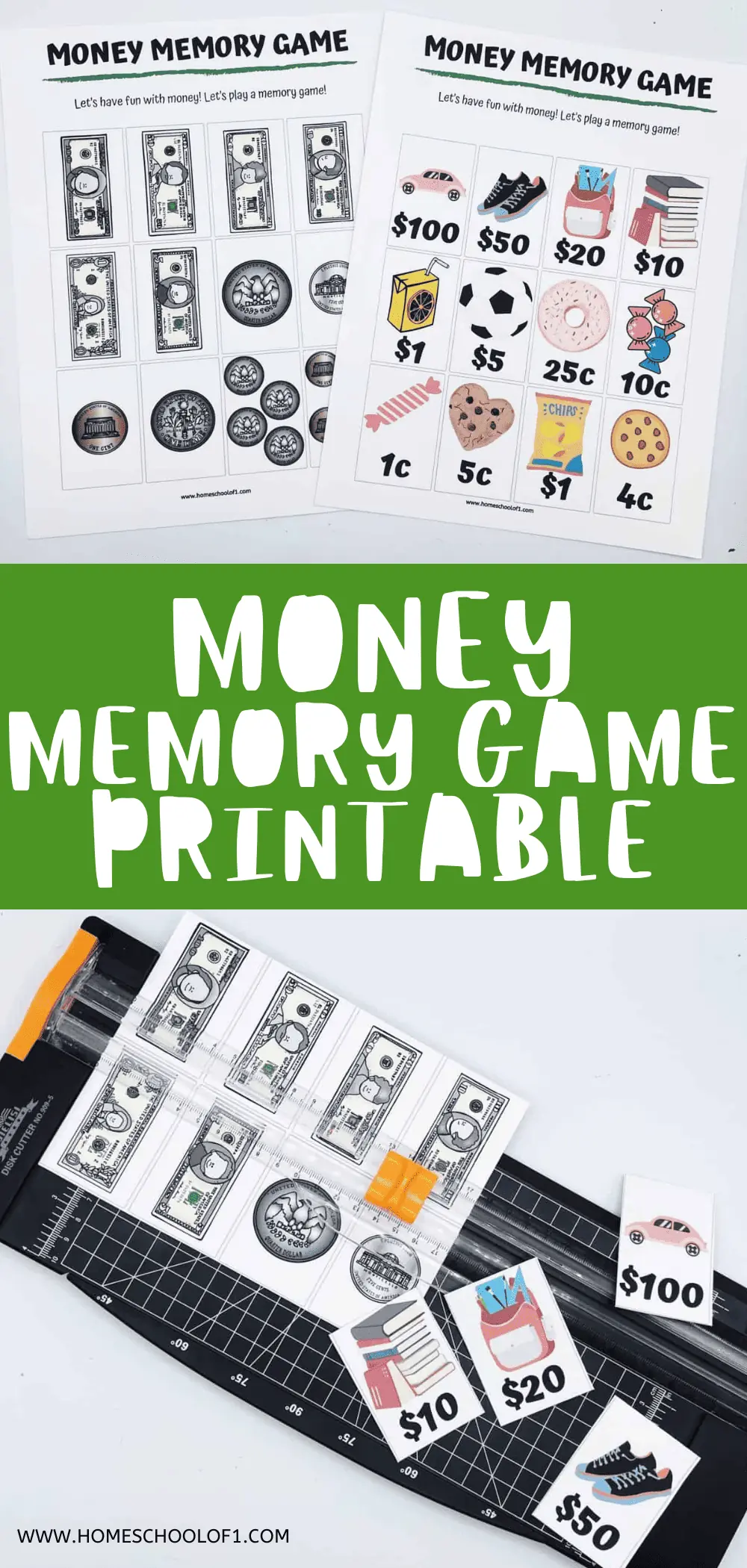 money memory game printable