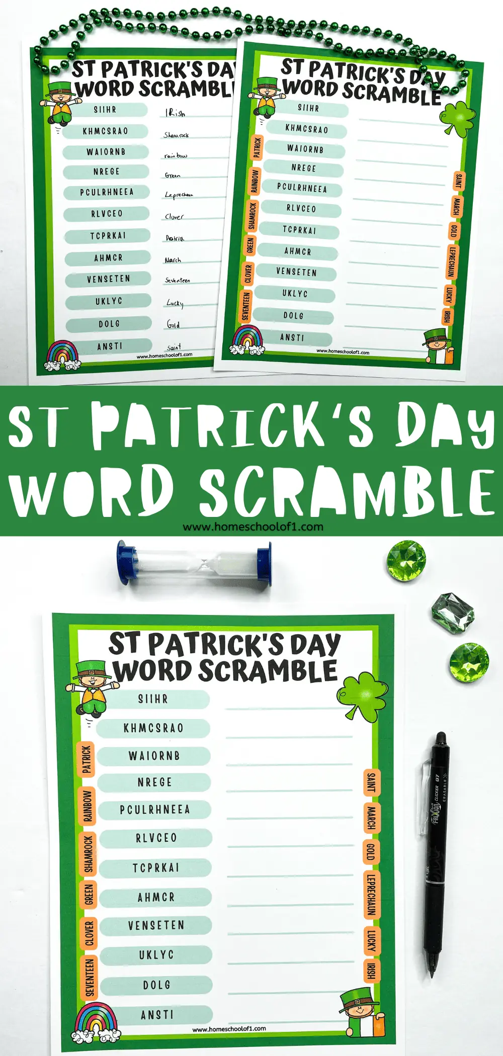 st patricks day word scramble printable