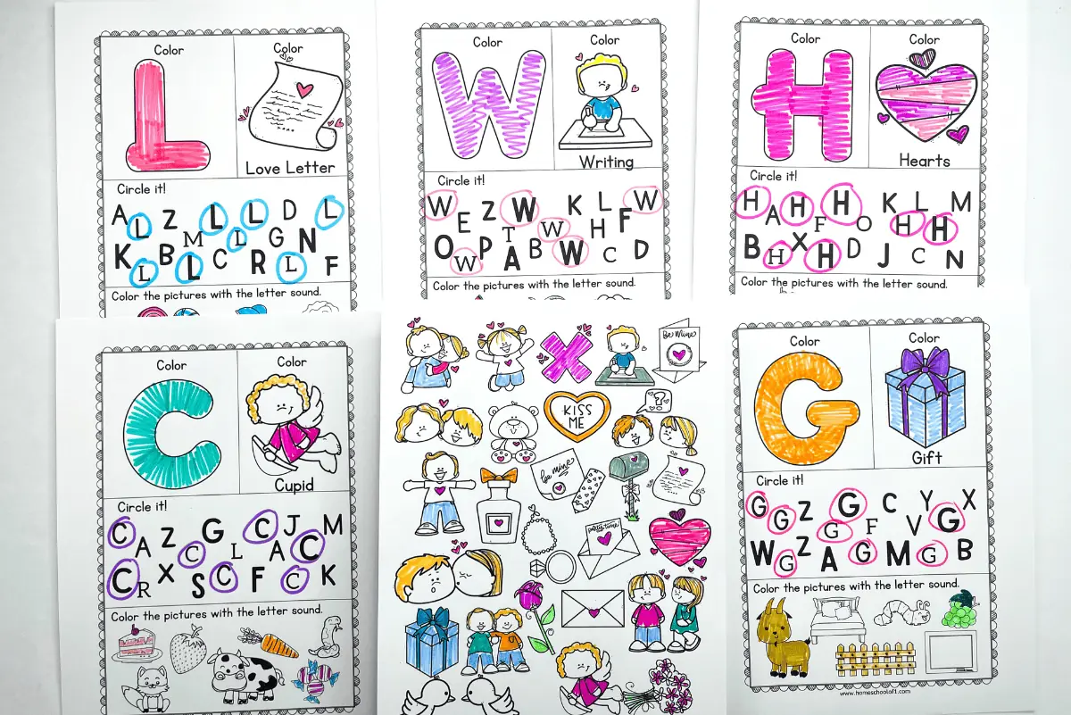 valentine alphabet worksheets