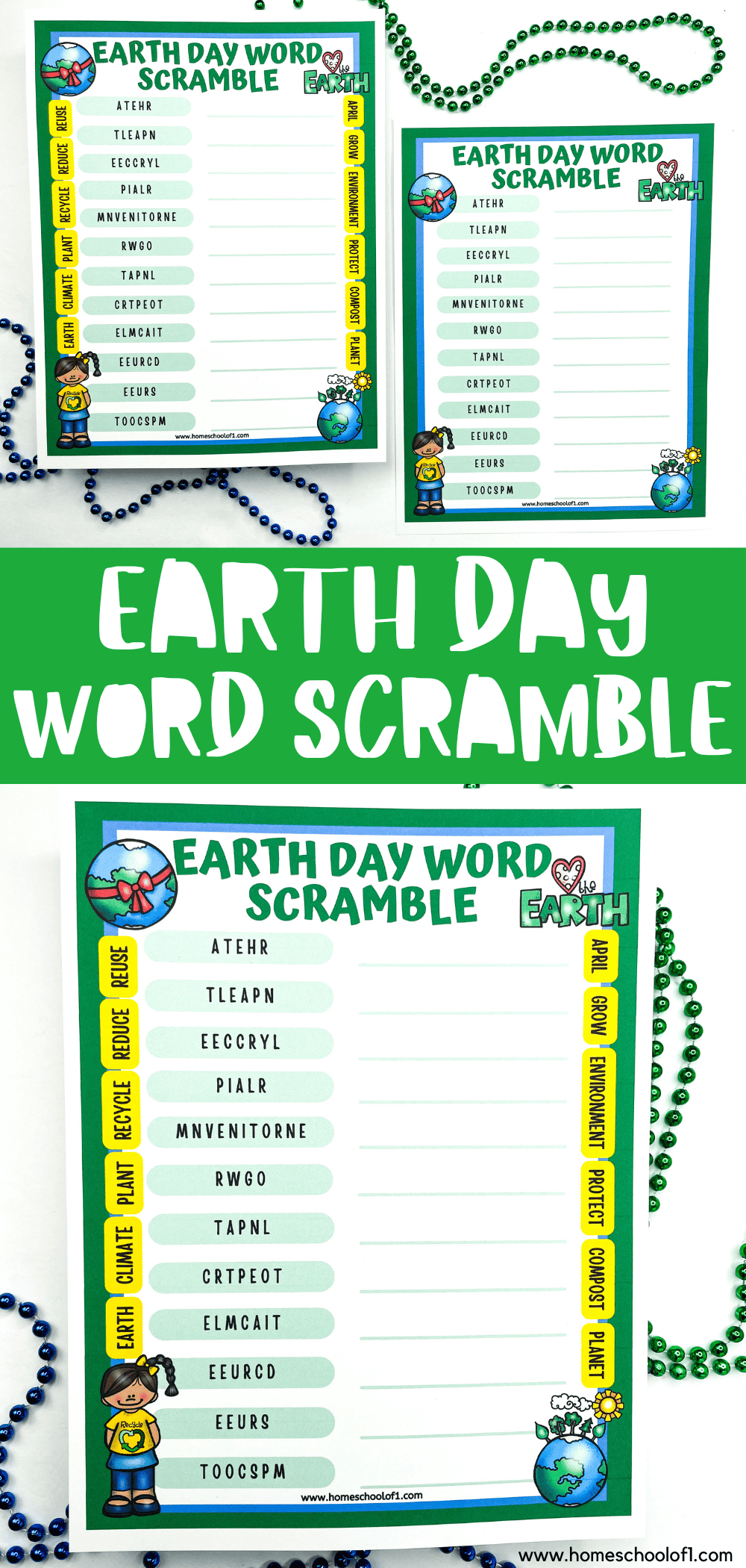 earth day word scramble printable