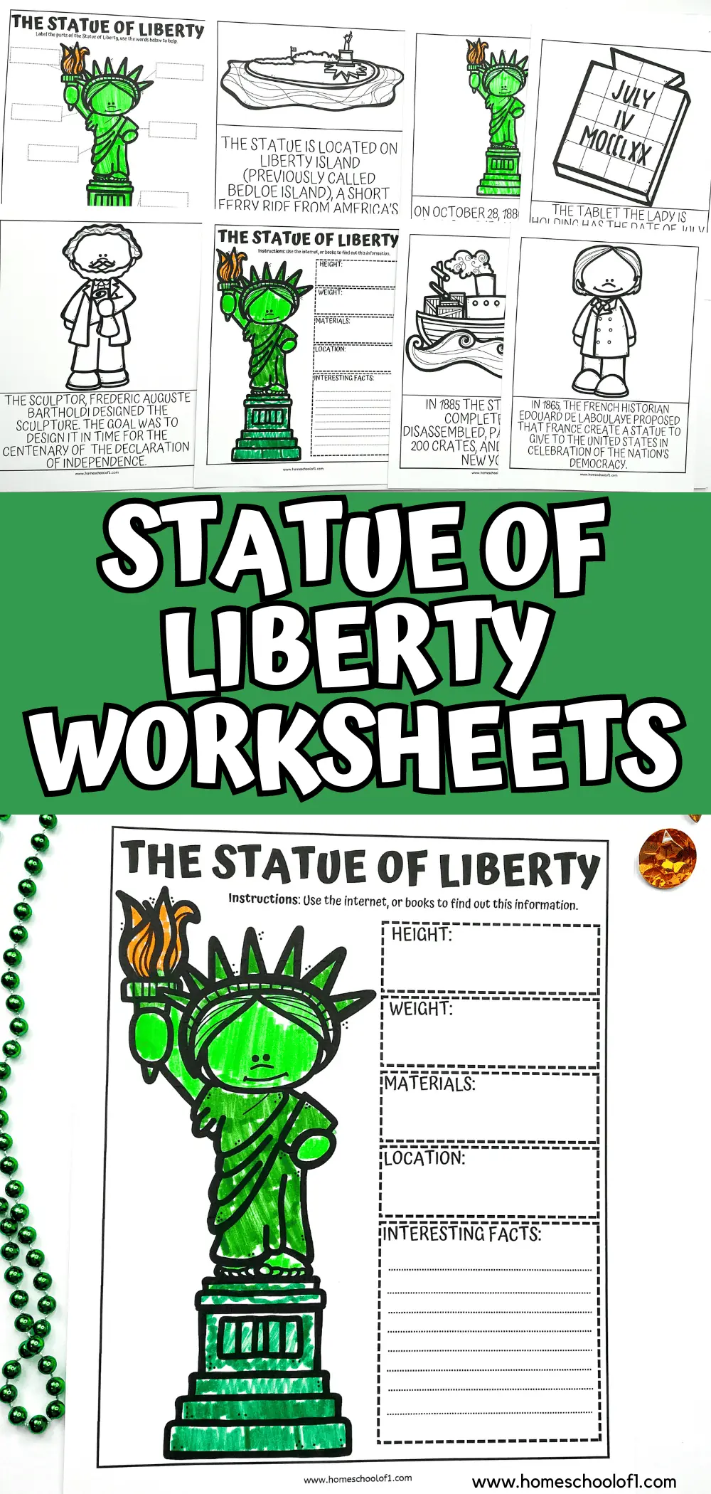 STATUE OF LIBERTY WORKSHEETS