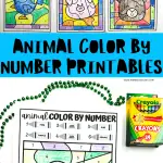 animal color by number printables