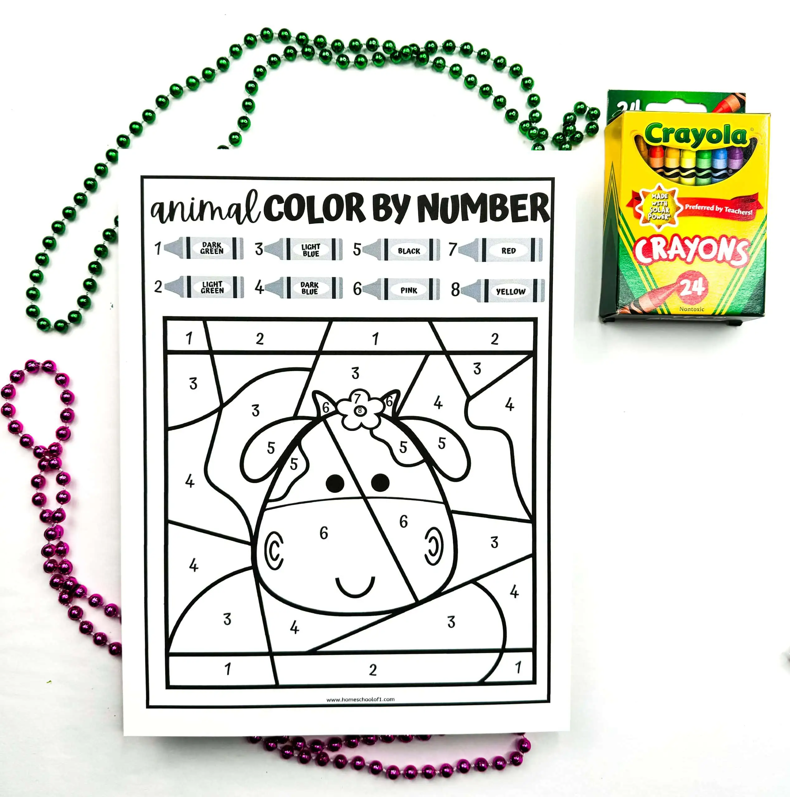 cow color by number printable