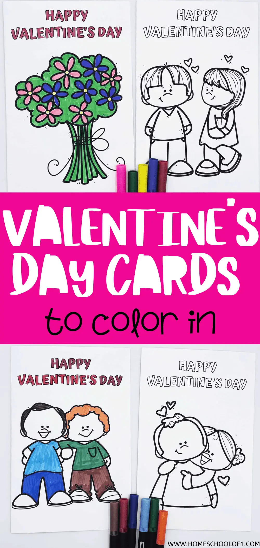 free printable Valentine's Day cards to color