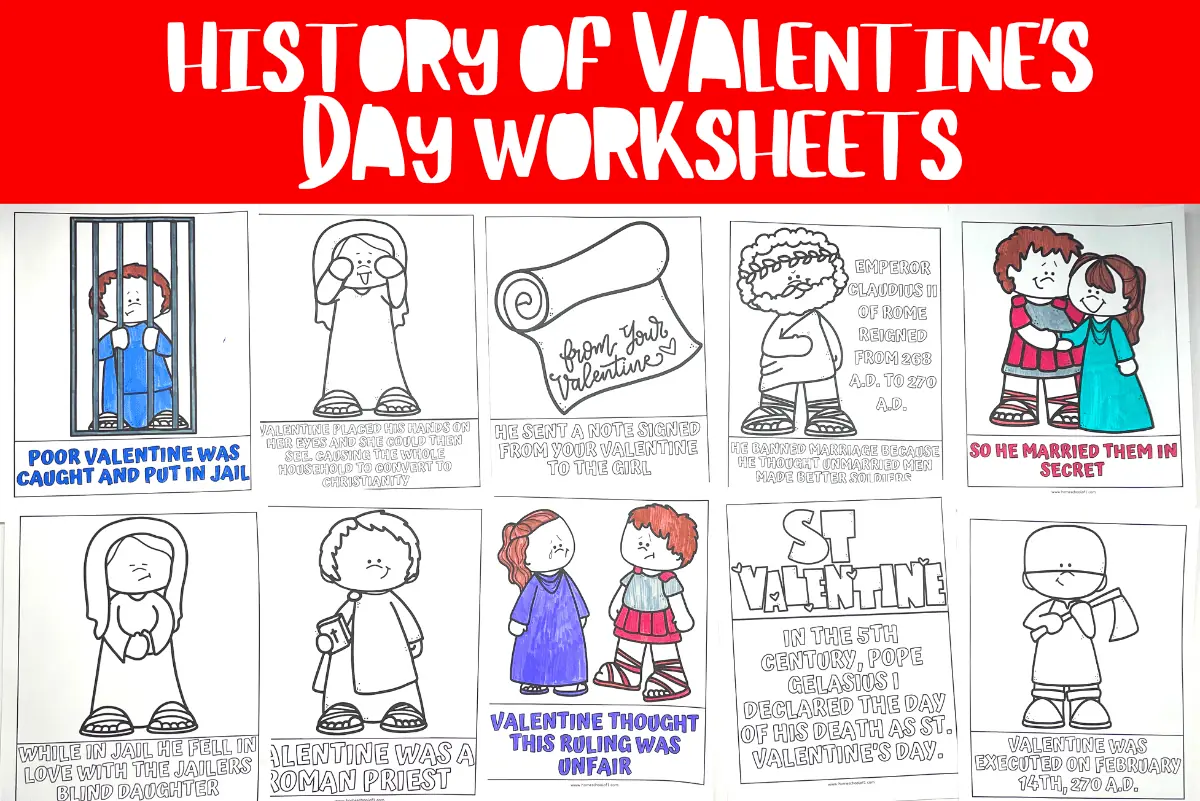 history of Valentine’s Day worksheet pdf