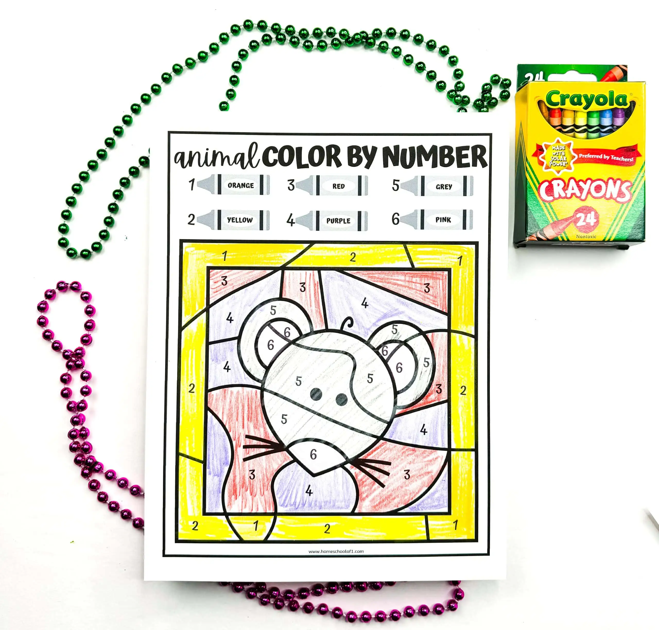 mouse color by number printable