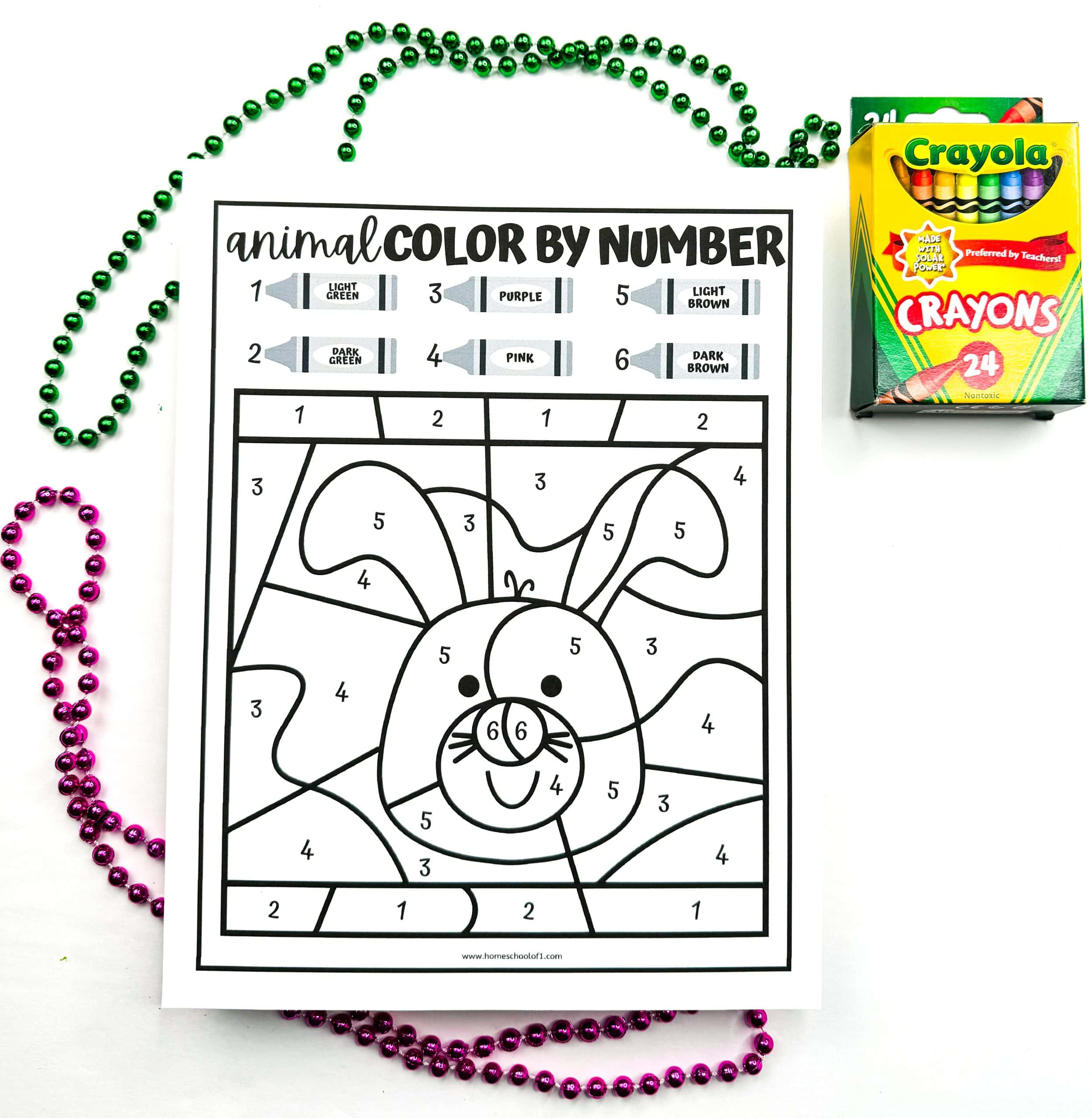 rabbit color by number printable