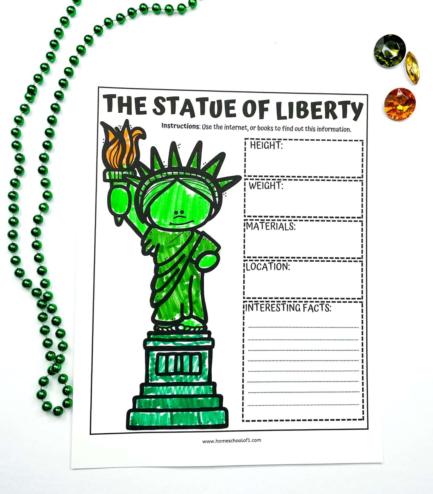 statue of liberty worksheet