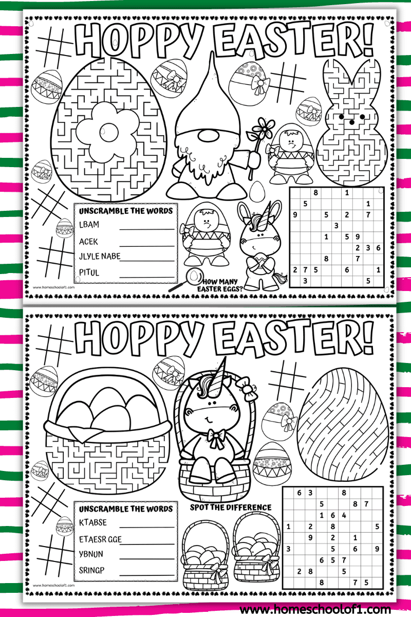 4 Free Printable Easter Placemats For Table Fun!