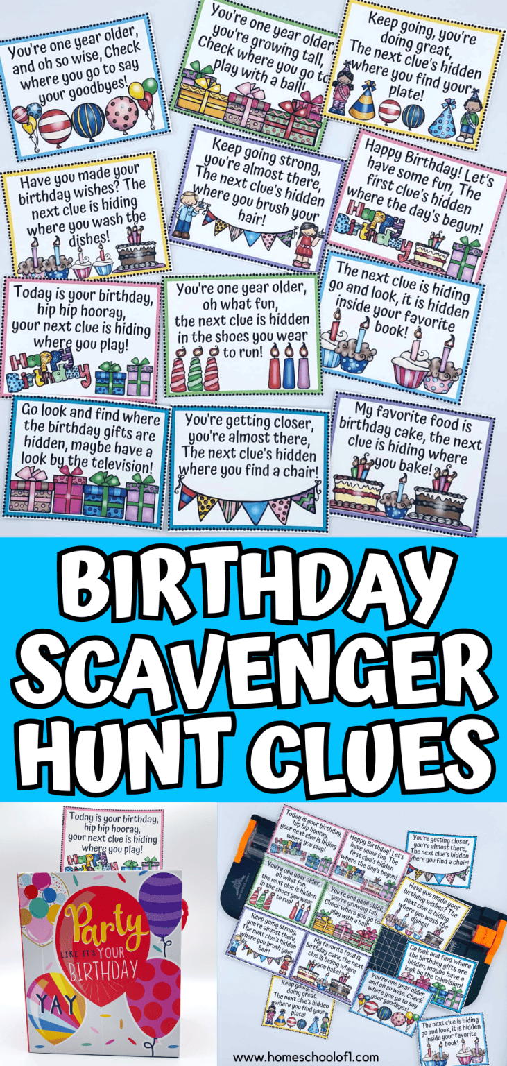 Birthday Scavenger Hunt Printable Clues (free)