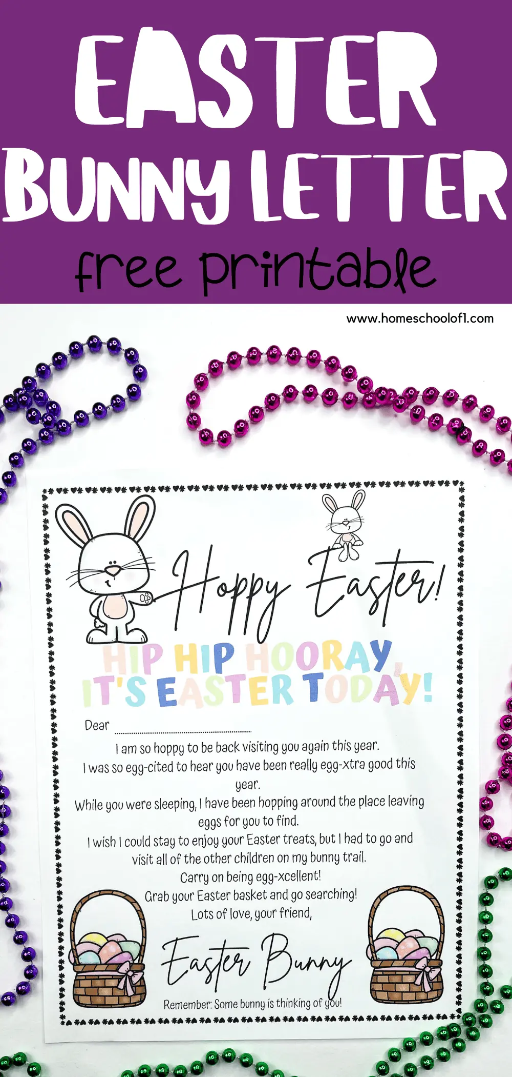 easter bunny letter free printable