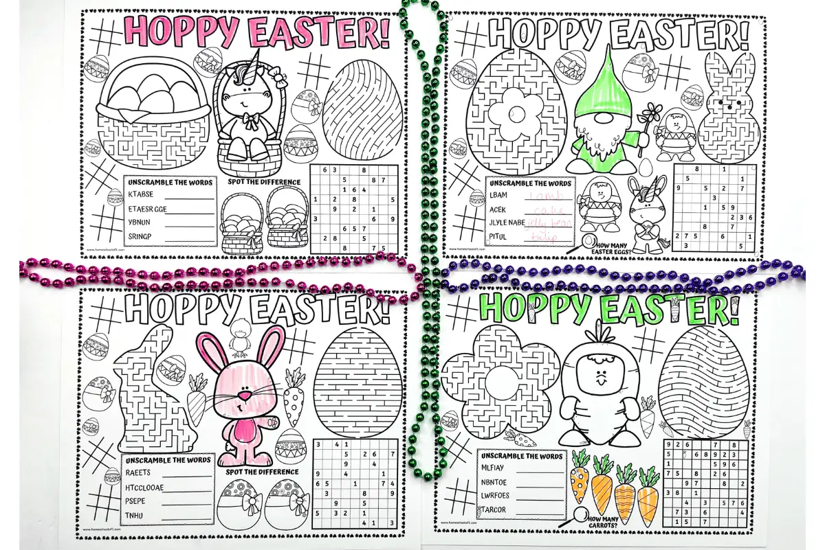 4 Free Printable Easter Placemats for Table Fun!