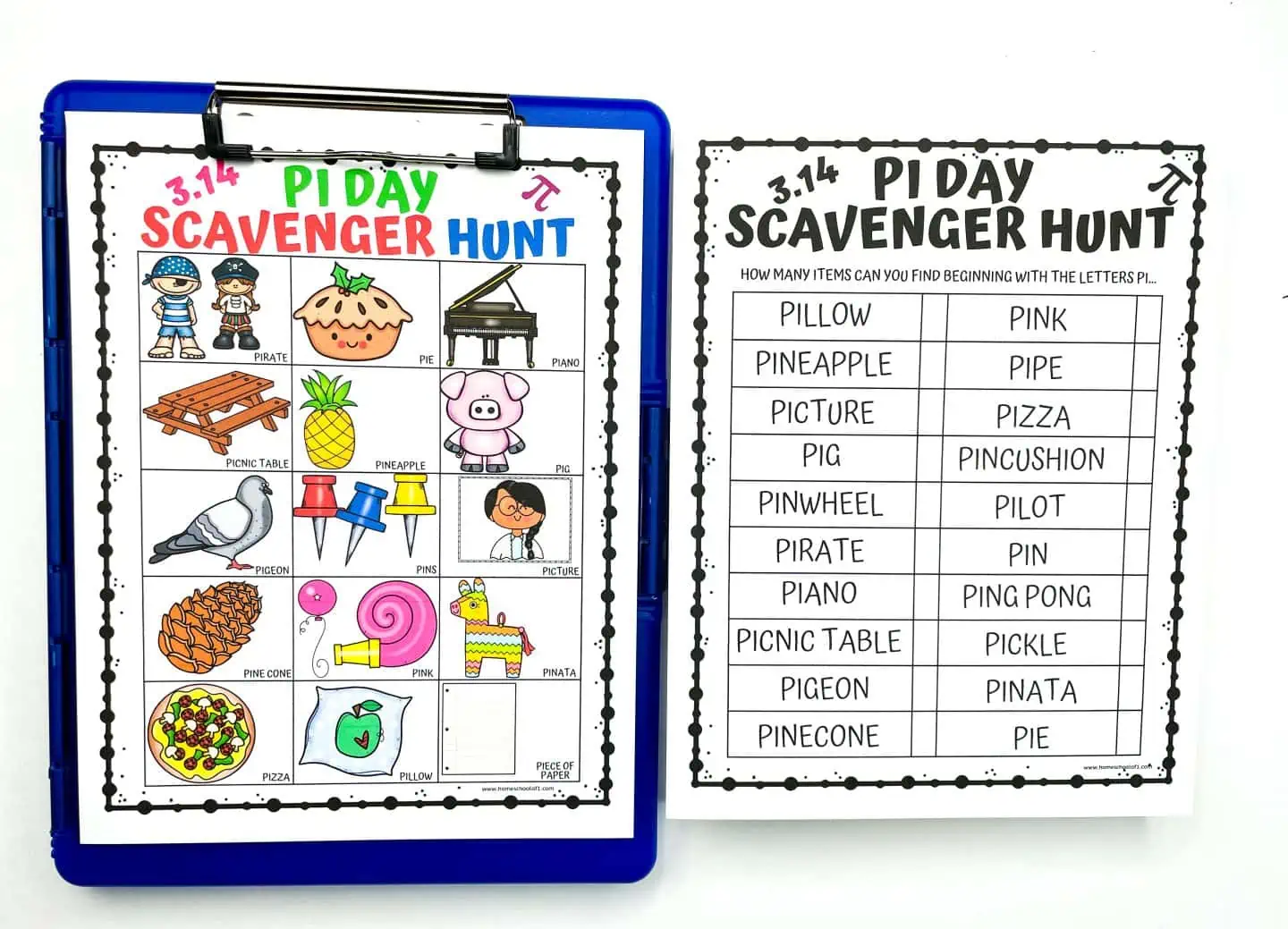 pi day scavenger hunt free printables