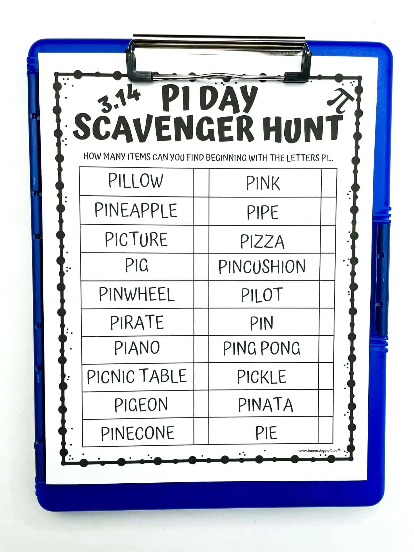 pi day scavenger hunt pdf