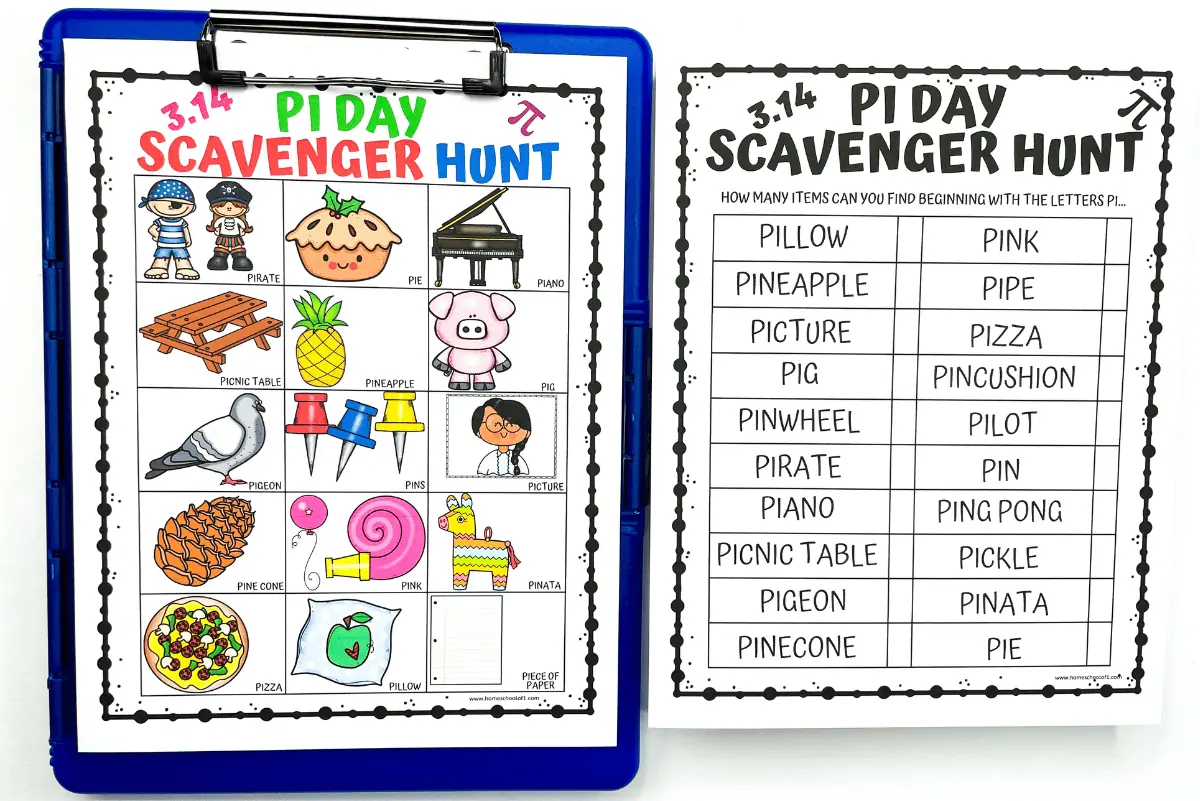 pi day scavenger hunt printable