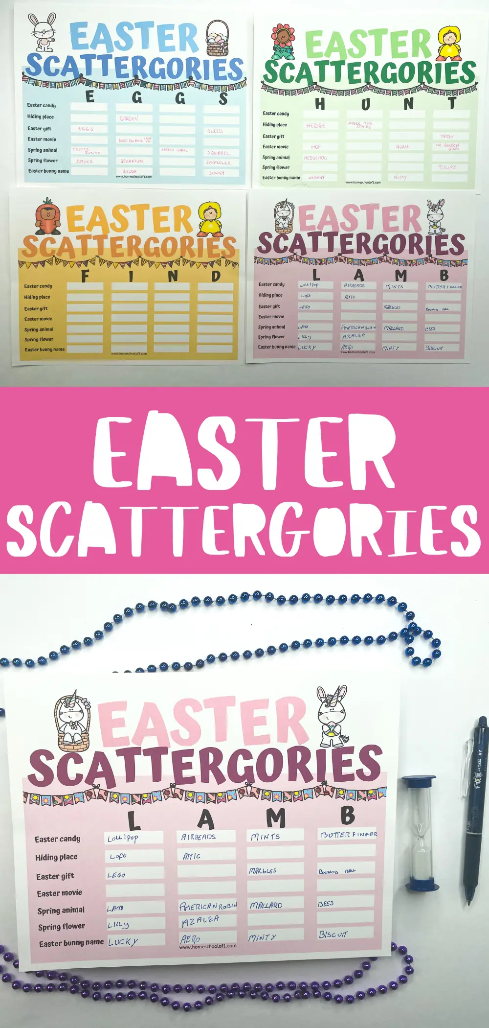 printable easter scattergories