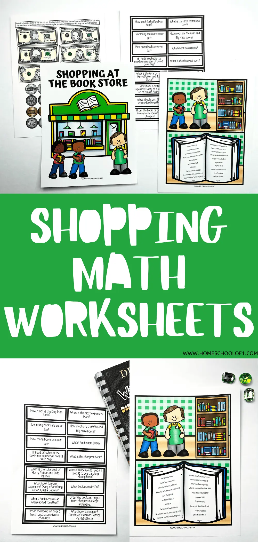 shopping math worksheets