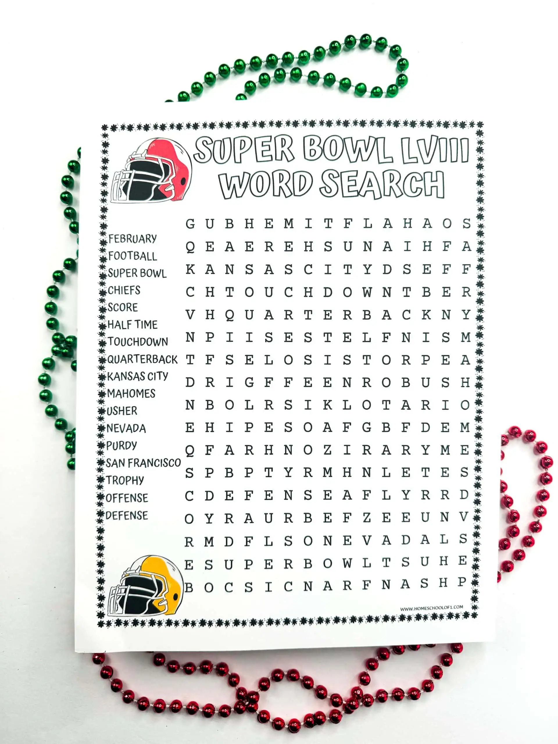 Super Bowl LVIII Word Search (Free Printable)