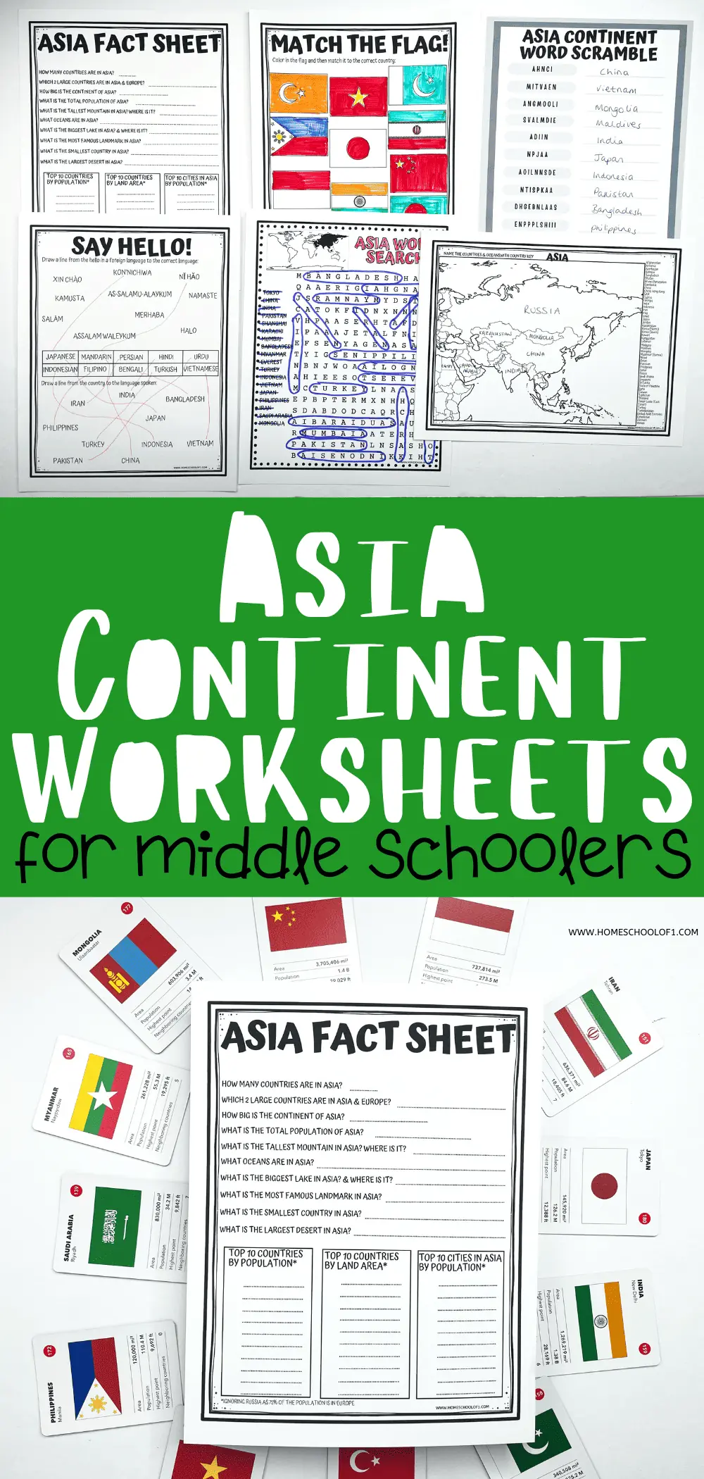 asia continent worksheets