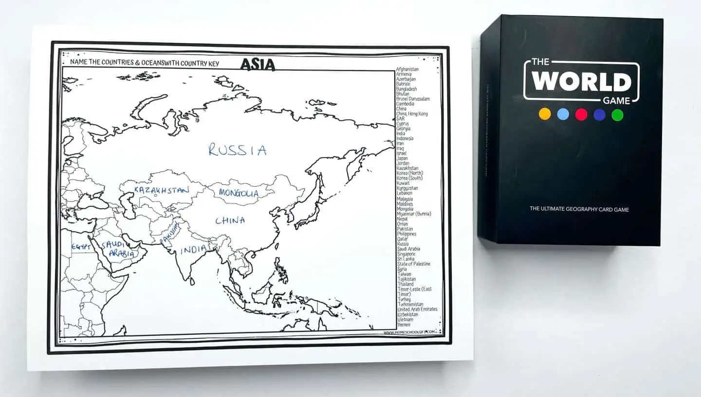 asia map worksheet