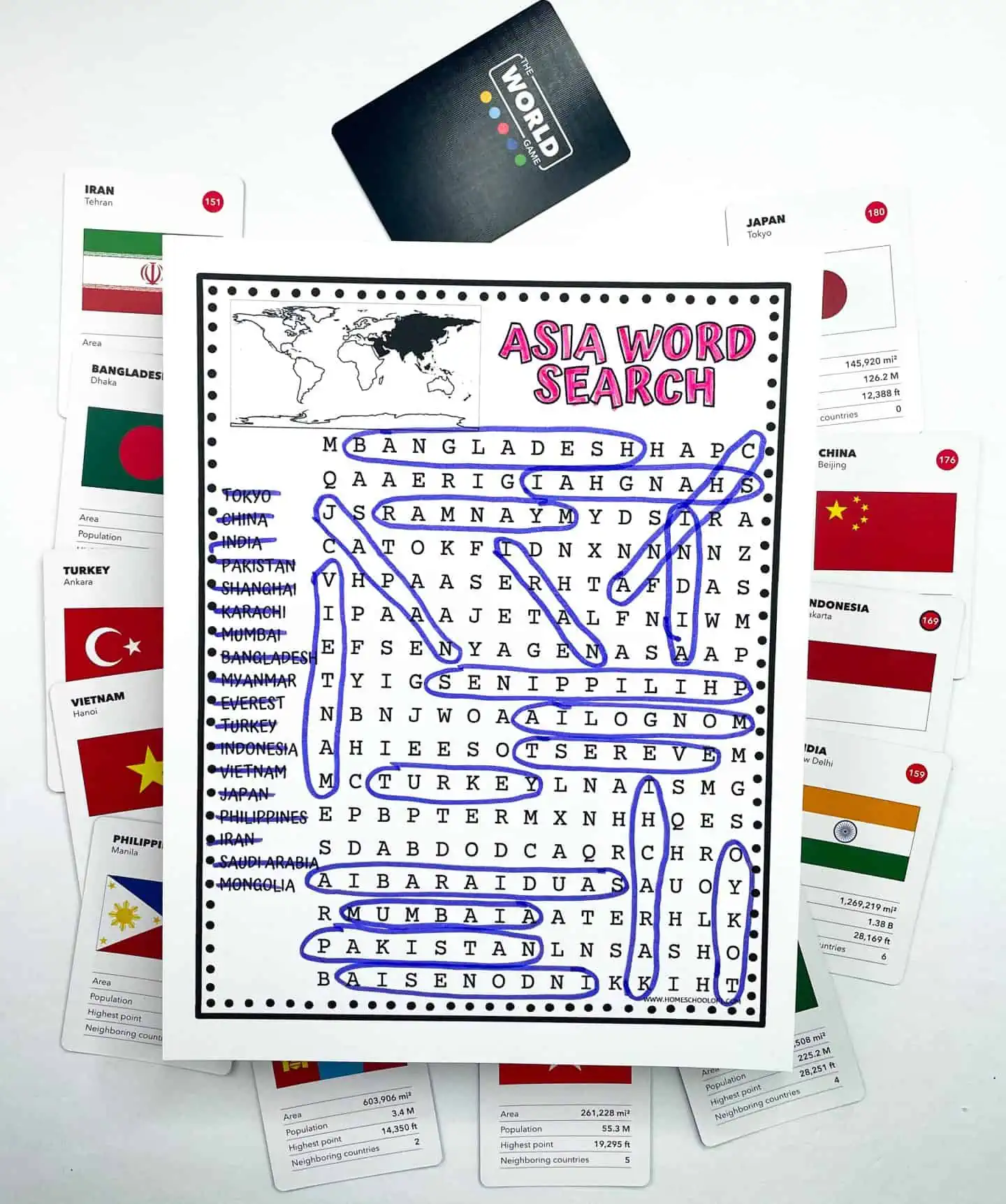 asia word search printable