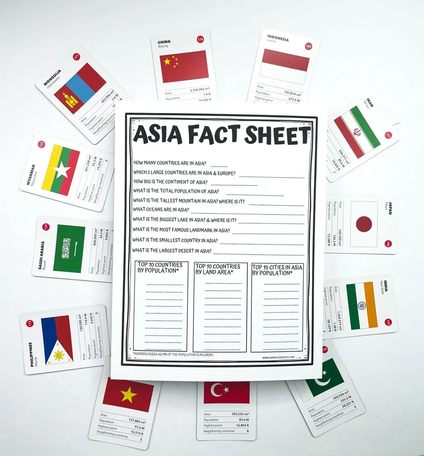 free printable asia worksheets