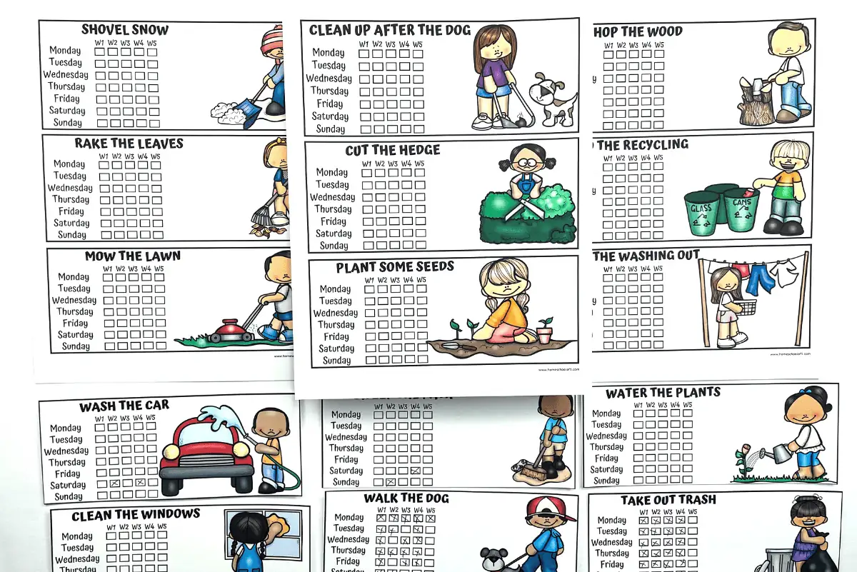 free printable picture chore cards