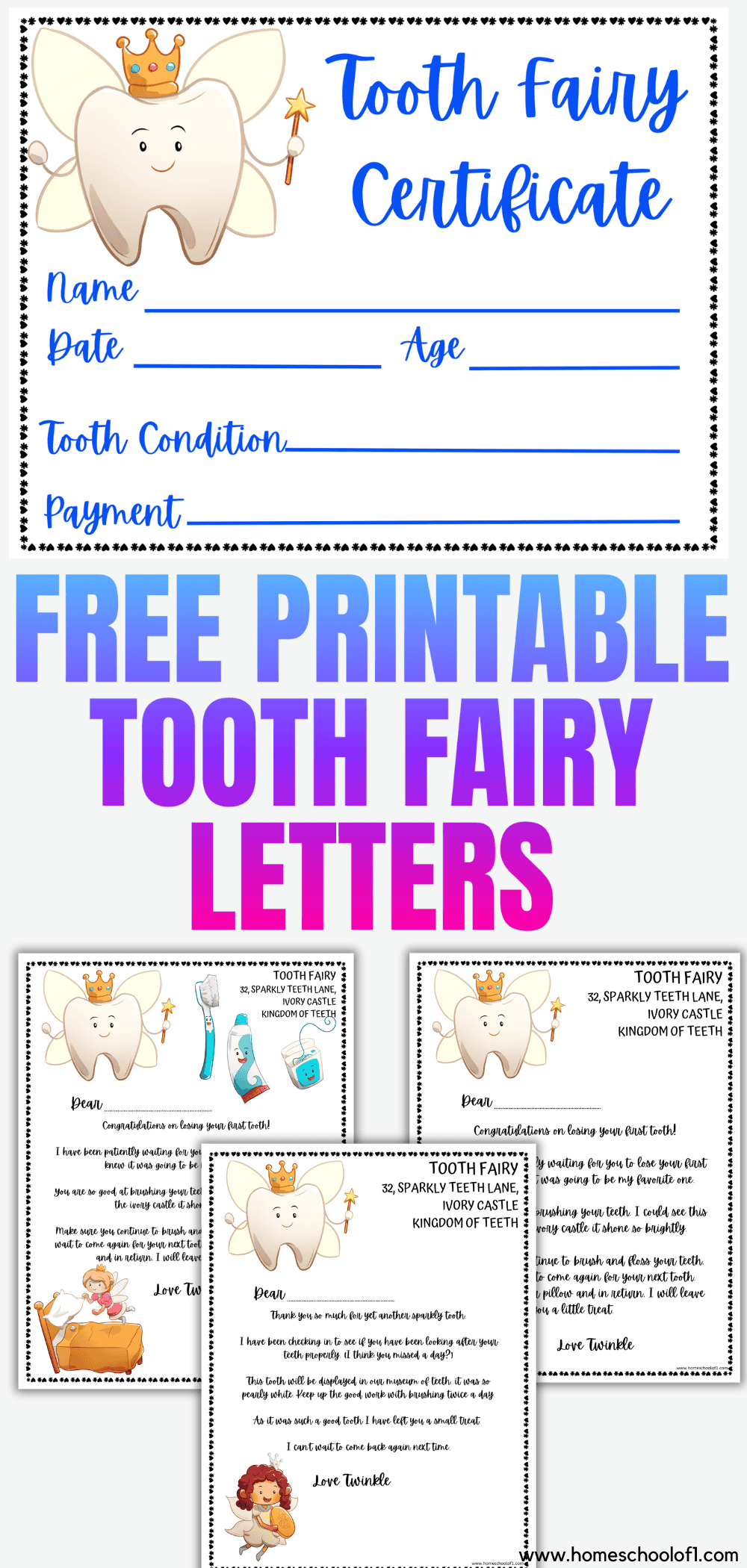 8 Free Tooth Fairy Letter Printables & Certificates