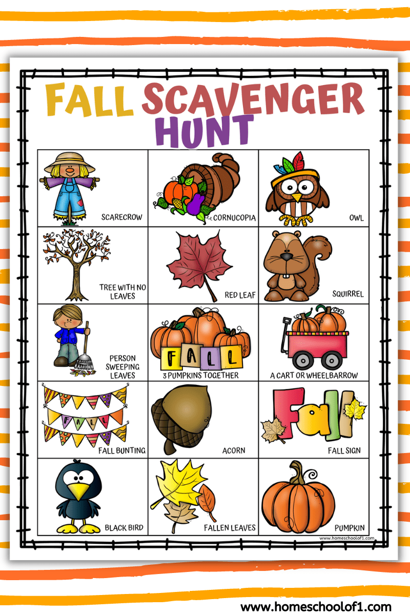 Free Fall Scavenger Hunt Printable For Kids