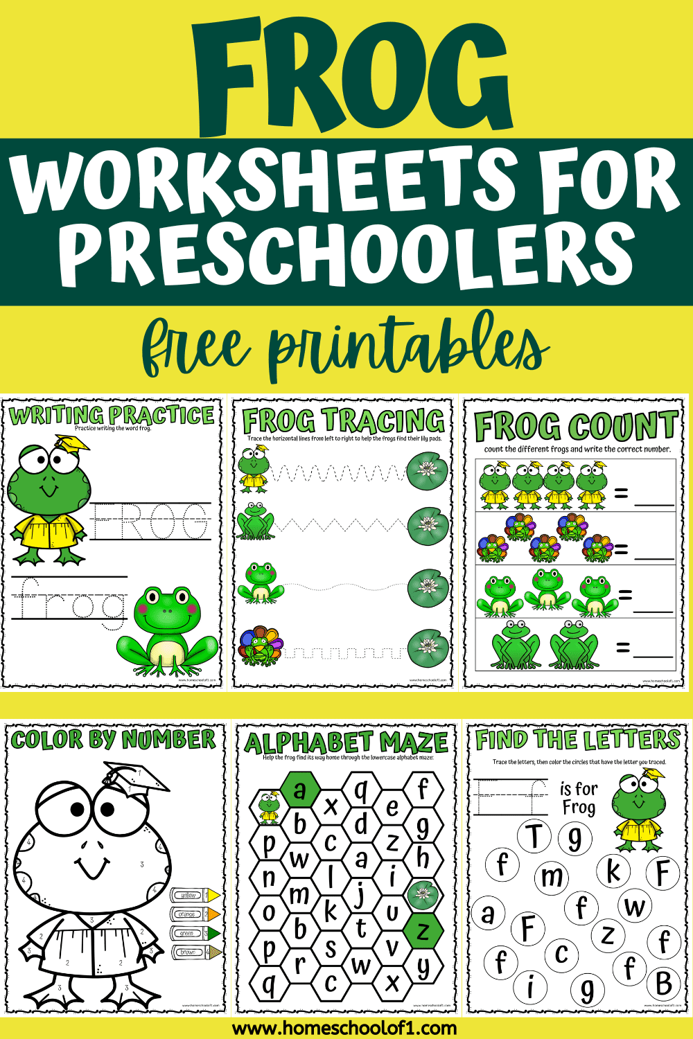 Frog worksheets for preschoolers (free printables)