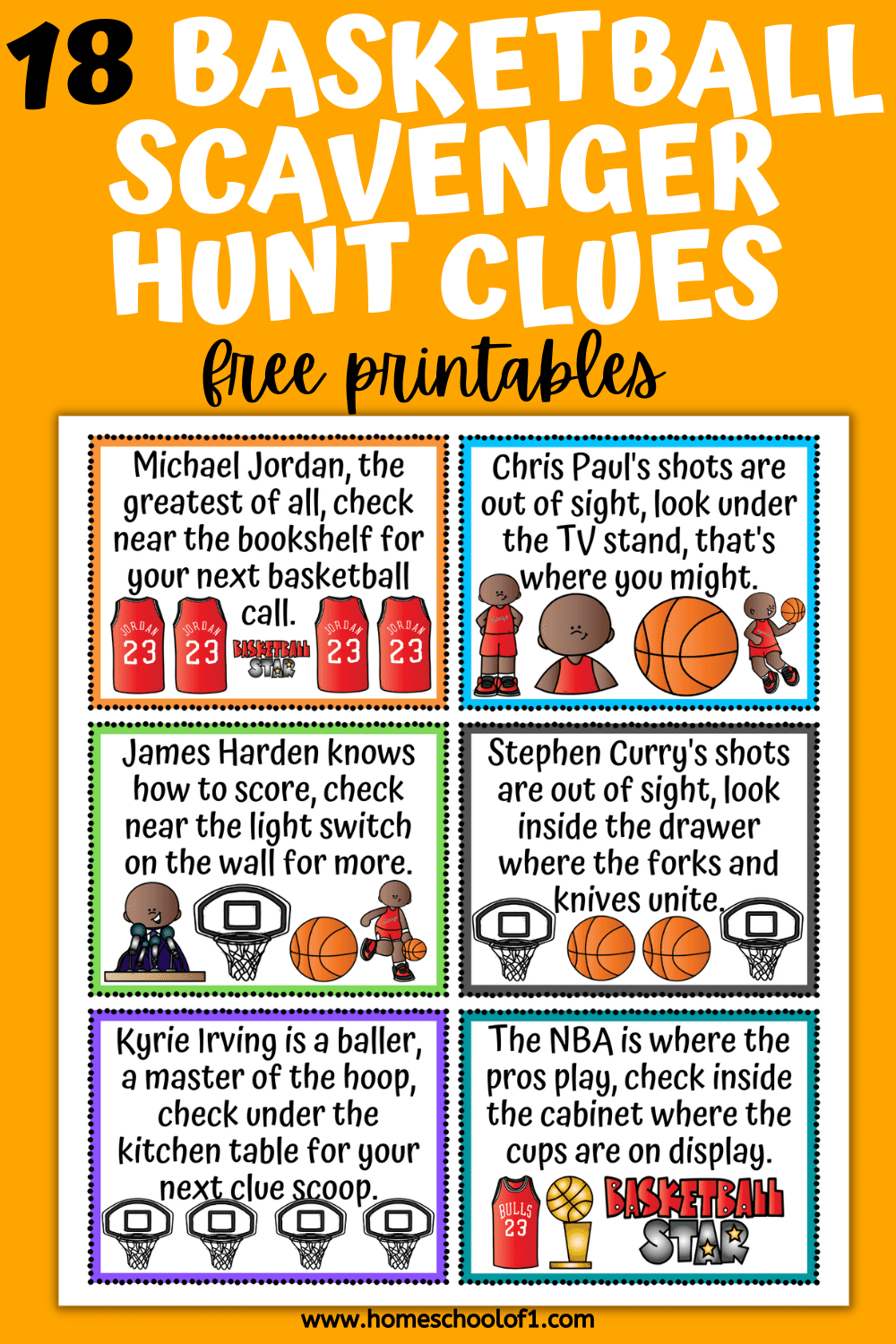 Basketball Scavenger Hunt Clues (Free Printable)