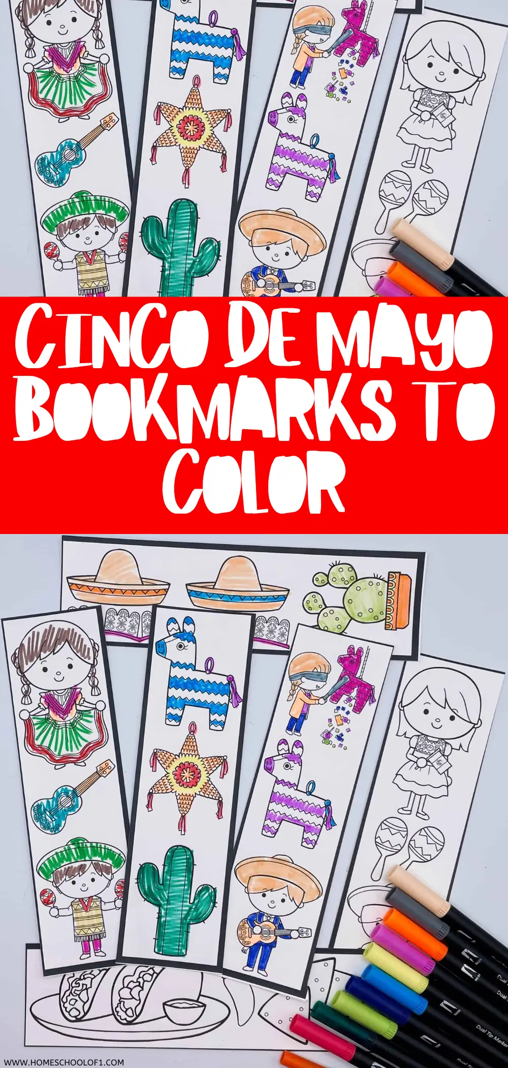 cinco de mayo bookmarks to color