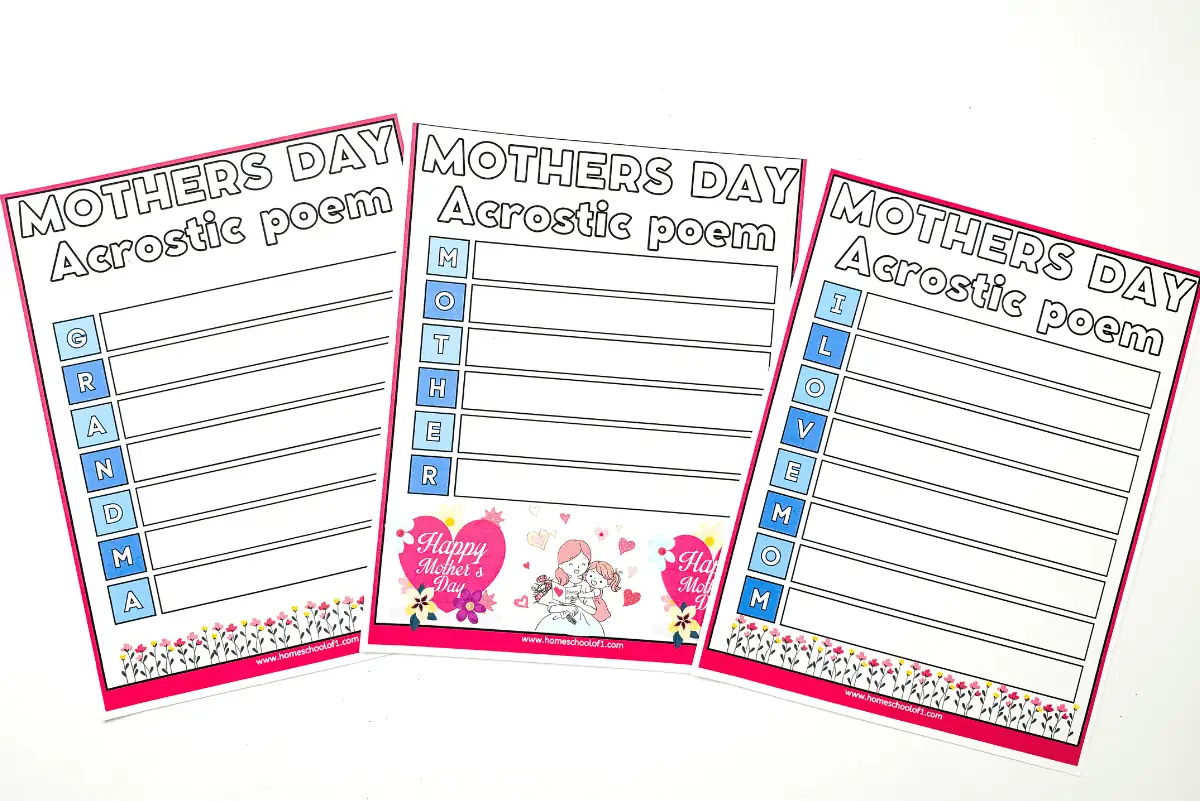 mother's day acrostic poem templates