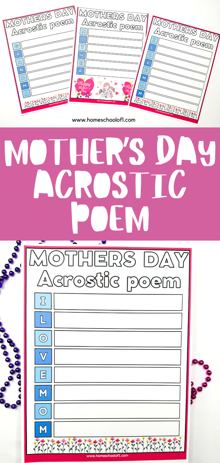 Mother's Day Acrostic Poem Template (3 Free Printables)