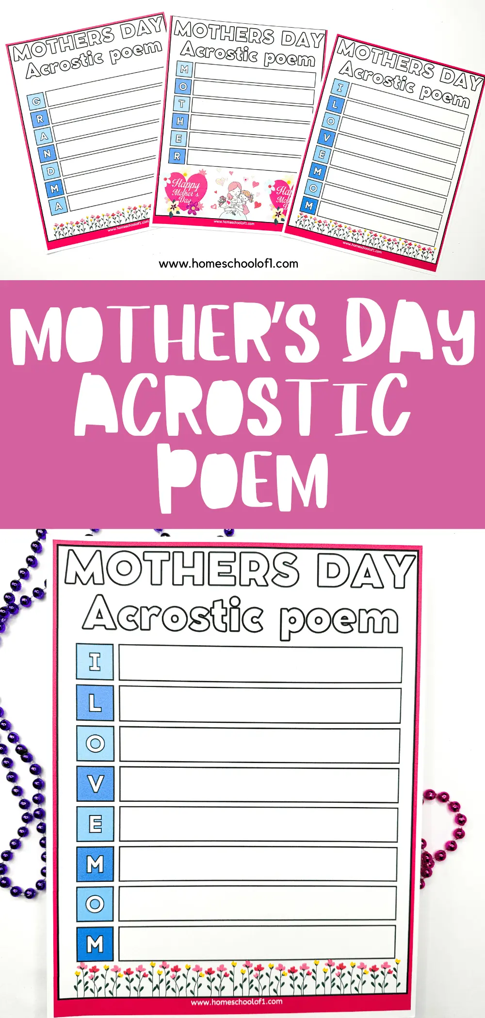 mothers day acrostic poem worksheets