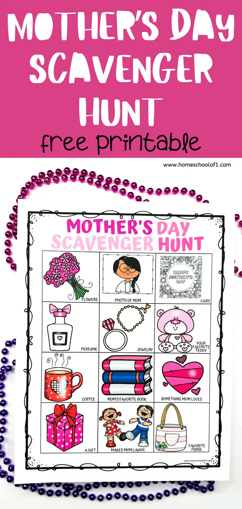 mother's day scavenger hunt printable