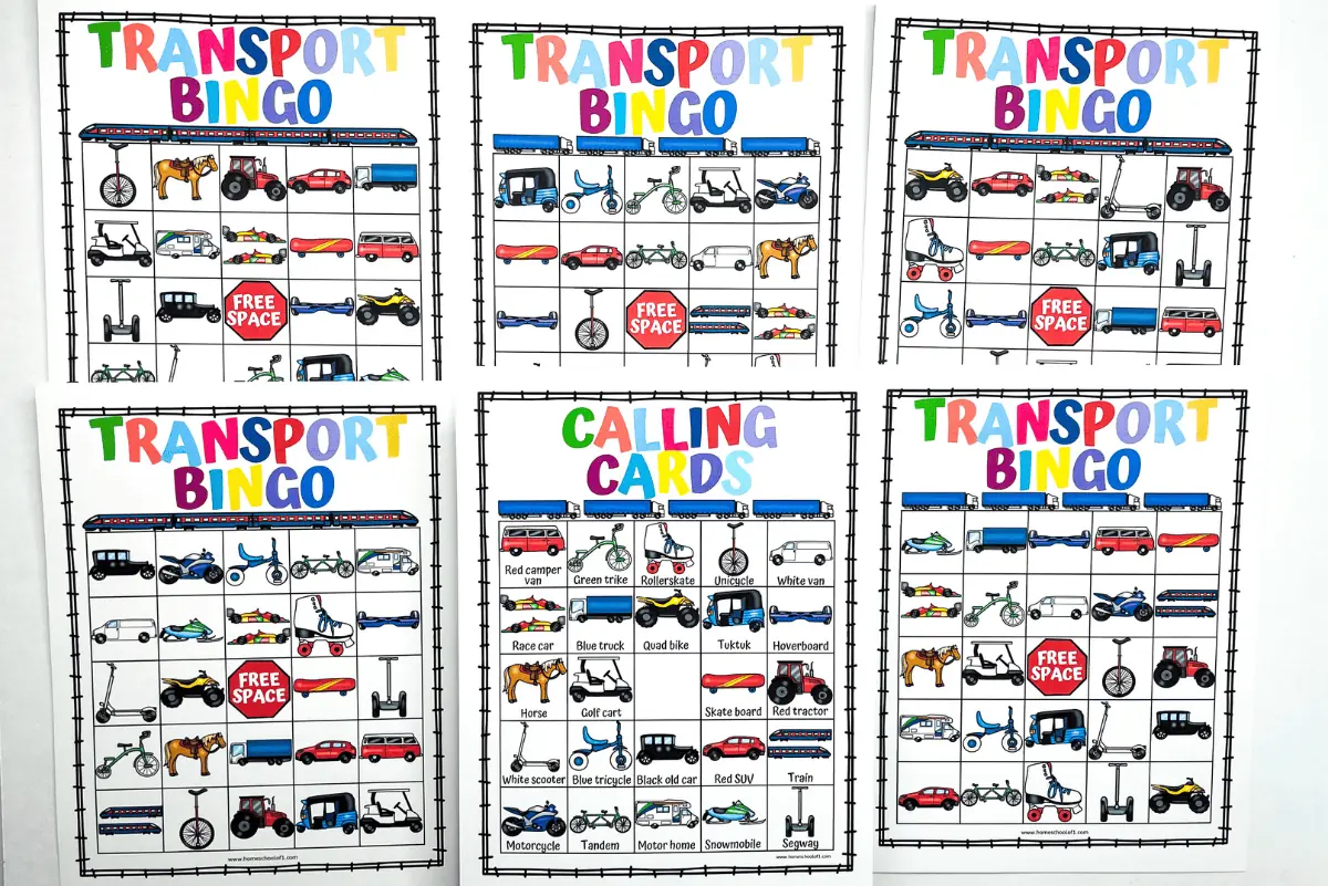 transportation bingo game