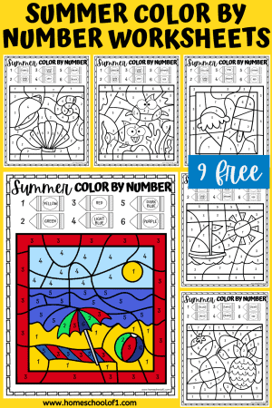 9 Free Summer Color by Number Printables - Homeschool of 1