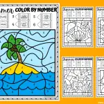 SUMMER COLOR BY NUMBER WORKSHEETS