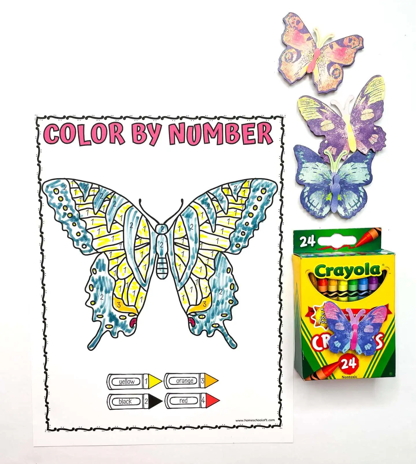 butterfly color by number preschool