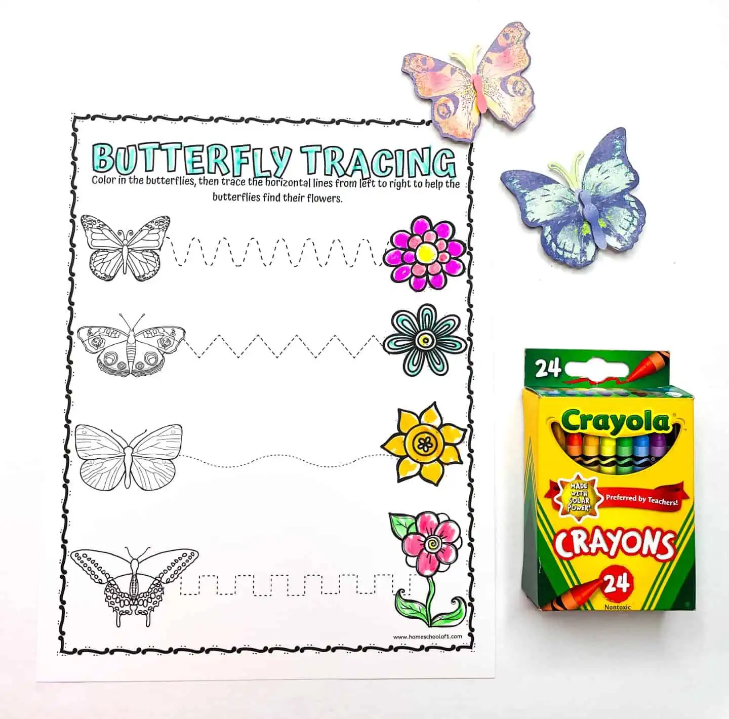 butterfly tracing worksheet