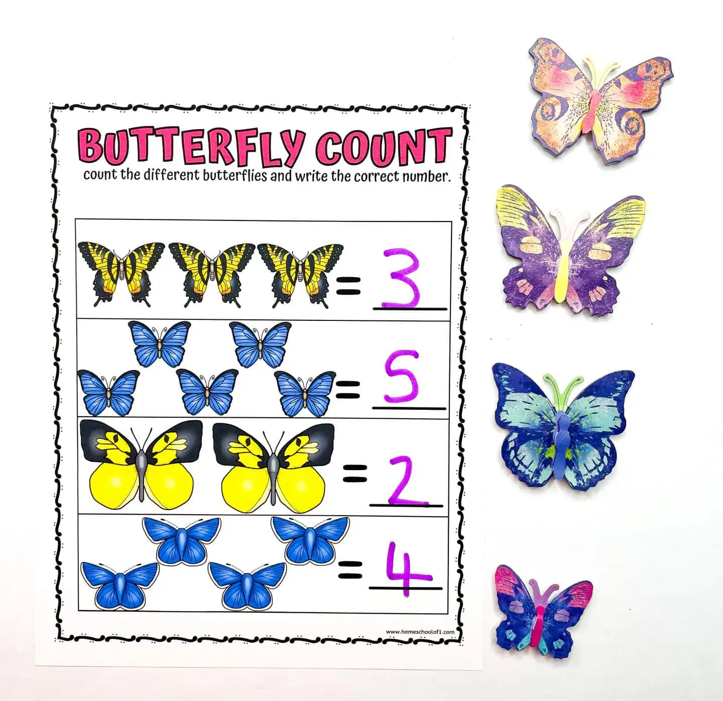 counting butterflies worksheet