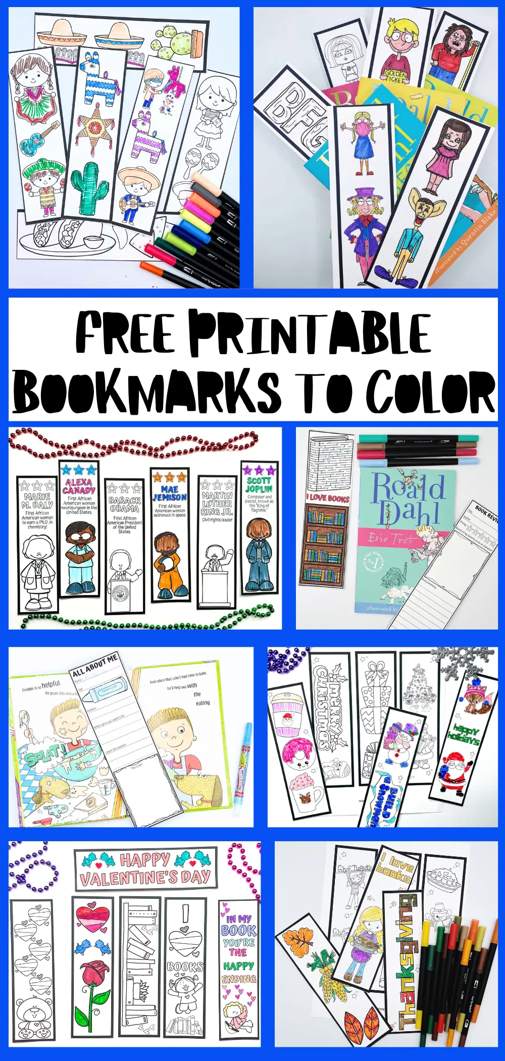 free printable bookmarks to color