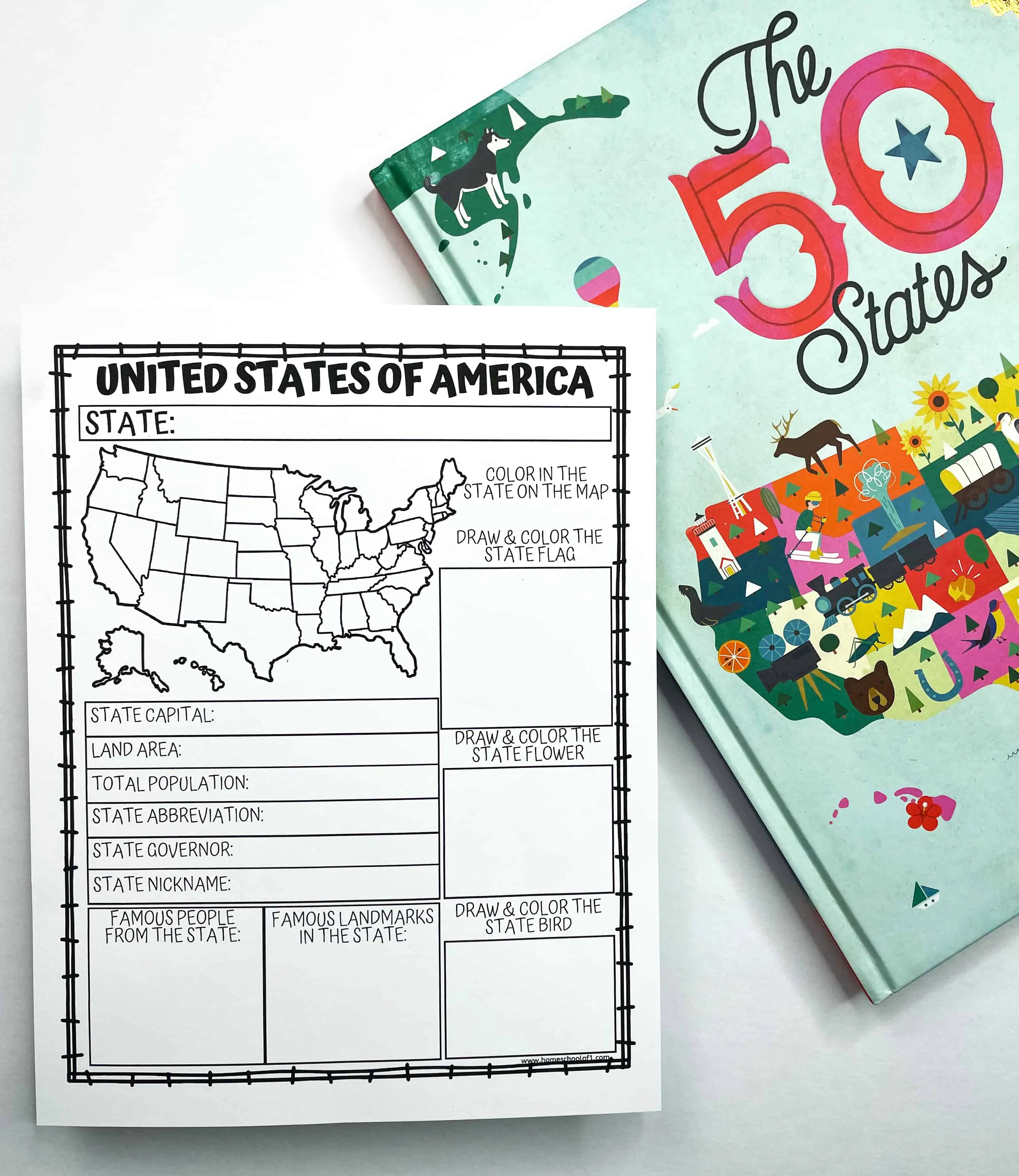 Free Printable State Facts Worksheet Homeschool of 1